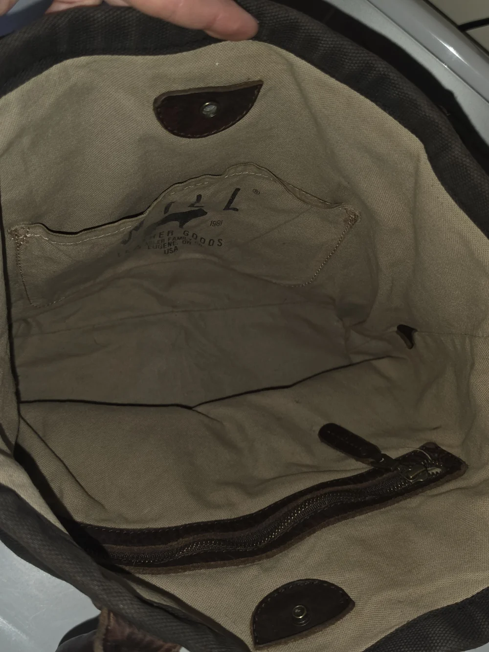 WILL Leather Goods Canvas & Leather Tote Bag w/ Original Travel Pillow